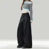 Pantalones de traje retro estilo americano, corte holgado, cintura alta, pierna ancha, pantalones casuales para mujer, pantalones de pierna recta para otoño, pantalones versátiles de largo completo