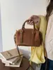 Bolso de Mano Retro de Ante para Mujer Invierno 2026 Nuevo Bolso Tipo Bowling Coreano Bolso de Hombro Cruzado Multifuncional
