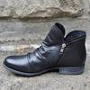 Botas de mujer de comercio exterior transfronterizo talla grande botas Martin Amazon otoño e invierno europeas y americanas punta redonda tacón bajo cremallera lateral botines