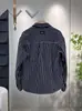 Moda 2025 Camisa de Manga Longa Riscas Pretas e Brancas Camisa Masculina com Gola Jaqueta Tendência Masculina Jaqueta