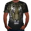 Exportación Transfronteriza Nueva Camiseta 3D Estampado Animal Tigre Manga Corta Hombre Camiseta León Casual Nuevo Perro Lobo Ropa para Hombre
