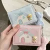 Billetera corta estilo coreano, tarjetero multifuncional, diseño lindo de caricatura, plegable, múltiples ranuras para tarjetas, clip para dinero de cuero, elegante y atractivo para estudiantes