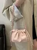 Nova Bolsa Nuvem Tendência Estilo Chinês Bolsa Dumpling Plissada com Corrente Bolsa de Ombro Transversal Personalizada 2025 Bolsa Balde Feminina
