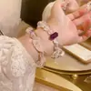 Pulseira de Cristal Branco DIY Joias com Contas com Jade, Cristal Rosa de Verão, Mesmo Estilo que Celebridade, Pulseira de Nicho de Luxo Leve