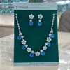 Pendientes y Collar con Colgante de Flor de Circonita Estilo Palacio, Exquisitos y Elegantes, Lujo Ligero, Gama Alta, Conjunto de Joyería de Moda y Grandioso para Mujer