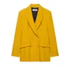 Moda europea y americana transfronteriza para mujer: popular en AliExpress, elegante blazer cruzado con hombreras + pantalón de tiro alto ajustado