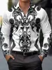 Camisa masculina retrô com estampa de cowboy western, manga longa, top casual, fornecimento transfronteiriço, roupas masculinas, primavera/outono, resistente a rugas