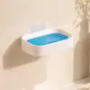 Jabonera de pared, no requiere taladro, jabonera multifuncional con drenaje, estante de jabón creativo de estilo abierto para el baño
