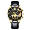 Relógio Masculino Esportivo de Quartzo, Multi-Ponteiros Calendário Pulseira de Couro Mostrador Luminoso Casual Masculino de Pulso