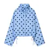 Ropa de mujer de manga larga con lunares para comercio exterior, estilo europeo y americano, chaqueta casual de corte holgado con cuello alto, versátil al por mayor ZR