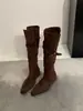 Botas Altas de Tacón Bajo con Punta Aguda Estilo Retro Coreano First Encounter Season para Mujer Otoño/Invierno 2026 Nuevas Botas Plegables de Dos Vías West