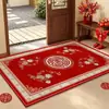 Felpudo rojo festivo para recién casados, adecuado para mudarse a una casa nueva, duradero, resistente a las manchas y fácil de limpiar, con una superficie antideslizante y resistente al desgaste