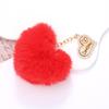 Bola de pelo de conejo Rex con forma de corazón, accesorio para teléfono móvil, colgante de diamante y corazón de melocotón hecho a mano