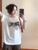 Carta Impressão Pesada Algodão Manga Curta T-shirt Mulheres Novo Estilo Americano Retrô Moda Marca Design Senso Nicho Top para Estudantes