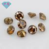 Huagang gema doble agujero redondo circón marrón piedra desnuda perforación color circonita cúbica sintética desnuda Diamante