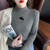 114 # Camiseta de Manga Larga para Mujer Cuello Alto (Toma real) (100% Otro) (Aumentar 2Xl/3Xl)