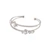Pulsera de Hebilla Cuadrada de Circonita Chapada en Oro Real de 18k Pulsera Retro de Lujo Ligero de Gama Alta Joyería de Mano para Mujeres