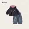 Ropa para Niños Youbao Conjunto de Otoño para Niñas: Conjunto de Dos Piezas: Chaqueta con Capucha Soft Shell y Jeans con Estampado de Estrellas, Traje de Moda para Niños