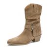 Versión de Altura Interior ~ Botines Vaqueros Cortos de Tacón Grueso para Mujer Otoño e Invierno 2025 Botas Nuevas de Tacón Alto con Efecto Adelgazante