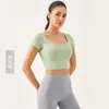 Top de yoga de manga corta para mujer, elegante top deportivo sin espalda 2026 para correr y fitness, camiseta de Pilates