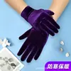 Guantes de terciopelo dorado para mujer de otoño e invierno guantes de terciopelo elástico guantes cálidos para montar al aire libre para conducir al por mayor