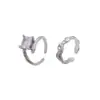 Anillo Abierto Cuadrado de Circonita Plegado Moda Exquisito Versátil Anillo para Dedo Índice Personalidad Lujo Ligero Temperamento Joyería al por Mayor para Mujeres