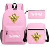 Kit novo de 3 peças de jogo de anime rei para Meninos Meninas crianças mochila escolar mochila de viagem Bolsa de Ombro Estojo
