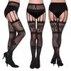 Ropa interior sexy con tirantes antideslizantes y cintura alta para mujer, medias de seda unidas con extremos abiertos, malla fina, ropa interior sexy de malla gratis