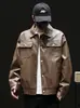 Jaqueta de Couro Impermeável para Motociclista Estilo Americano para Homens, Jaqueta de Couro PU Tendência Outonal High Street Cool, Casaco Casual Versátil para Casais