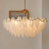 Lámpara de araña de sala de estar de cristal de plumas de lujo ligero de estilo francés posmoderno transfronterizo, lámparas de habitación simples italianas para dormitorio principal, comedor, habitación