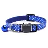 Collar para perro de 1 cm de ancho con patrón de puntos y cascabel, collar antipérdida con hebilla de cabeza de gato, collar para mascotas al por mayor