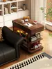 Mesa de Café Móvil Plegable Madera Maciza Elevable Lateral Carrito Sala de Estar Doble Uso Mesa de Té Escritorio Multifuncional Gabinete Lateral para Sofá