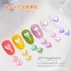 Decoración de arte de uñas con forma de corazón de macarrón fluorescente tridimensional de cristal mágico de diamante de caramelo de amor de red roja para venta al por mayor