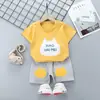 Traje infantil de manga corta algodón niñas nuevo verano niños camiseta pantalones cortos bebé coreano media manga ropa infantil al por mayor