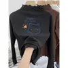 Camiseta Térmica Base para Niñas para Primavera, Otoño e Invierno 2025, Nueva Camiseta Cálida Infantil con Borde Fruncido, Top Elegante Ins