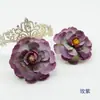 Pintura a Óleo de Flor Artificial Flor de Lótus Peça de Cabeça DIY Corsage com Tecido de Seda Floral Arranjo Artístico de Flor de Lótus Vintage Pequeno Ornamento