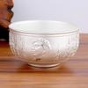 Cuenco de plata esterlina 999 Baifu, cuenco de plata para el hogar, vajilla de regalo, cuenco de plata aislado de doble capa, vajilla de plata para el hogar para adultos y niños