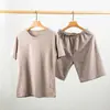 Camiseta Japonesa de Cor Pura sem Estampa Camiseta de Algodão de Boa Qualidade Terno de Shorts de Verão Terno de Algodão Puro Roupa de Casa t Casal