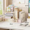 Estante de escritorio para archivos, estante multifuncional de oficina para archivos, estante de escritorio multicapa compartimentado para almacenamiento de documentos, estante organizador de libros