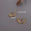 Marka estilo francês ins Lua Crescente multi-desgaste brincos personalidade aço titânio 18K brincos de ouro atacado F465
