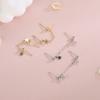 Plata esterlina S925 coreana cadena de cuentas redondas borla aretes de estrella doble agujeros para las orejas dos formas de uso aretes de estrella de cinco puntas una generación de cabello