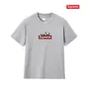 Camiseta de Algodón Pesado Moda Americana Transfronteriza Estampado de Letras Supreme Cuello Redondo Manga Corta Unisex Holgada Casual para Hombres y Mujeres