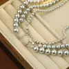 Collar de Perlas Grises de Dadi Stream, Modelo 616, Mismo Estilo que la Cadena de Suéter de Ni Ni, Cadena Clavicular Ajustable