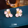 Pendientes de Flor de Esmalte Rosa Suave Estilo Francés Dulce Nicho Diseño Difuminado Pendientes de Lujo Accesible para Mujer