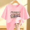 2544 # Roupa Infantil Meninas Camiseta de Manga Curta 2025 Verão Novo Média e Grande Crianças Bebê Algodão Puro Manga Meia Manga Casual Tops
