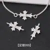 Colgante de Cruz Sólida de Plata 999 con Diamantes, Accesorio Doble Agujero Elemento Cruz para Pulseras, Collares y Pendientes DIY