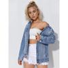 Chaqueta vaquera de estilo europeo y americano para mujer, gran oferta de Amazon 2024, nueva chaqueta desgastada de longitud media.