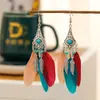 Pendientes de Plumas en Forma de Abanico Multicapa Estilo Étnico Aleación Casual Pendientes de Yunnan Venta al por Mayor Pendientes de Joyería Étnica Creativa