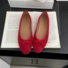 Zapatos de Mujer de Talla Grande Transfronterizos, Planos de Boca Baja, Temperamento Suave de Mujer, Estilo Hada, Zapatos Planos Franceses para la Noche con Lazo en la Parte Inferior