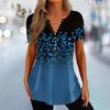 Comercio exterior europeo y americano Amazon AliExpress transfronterizo verano nuevo top de manga corta con botones y cuello en V con estampado digital para mujer